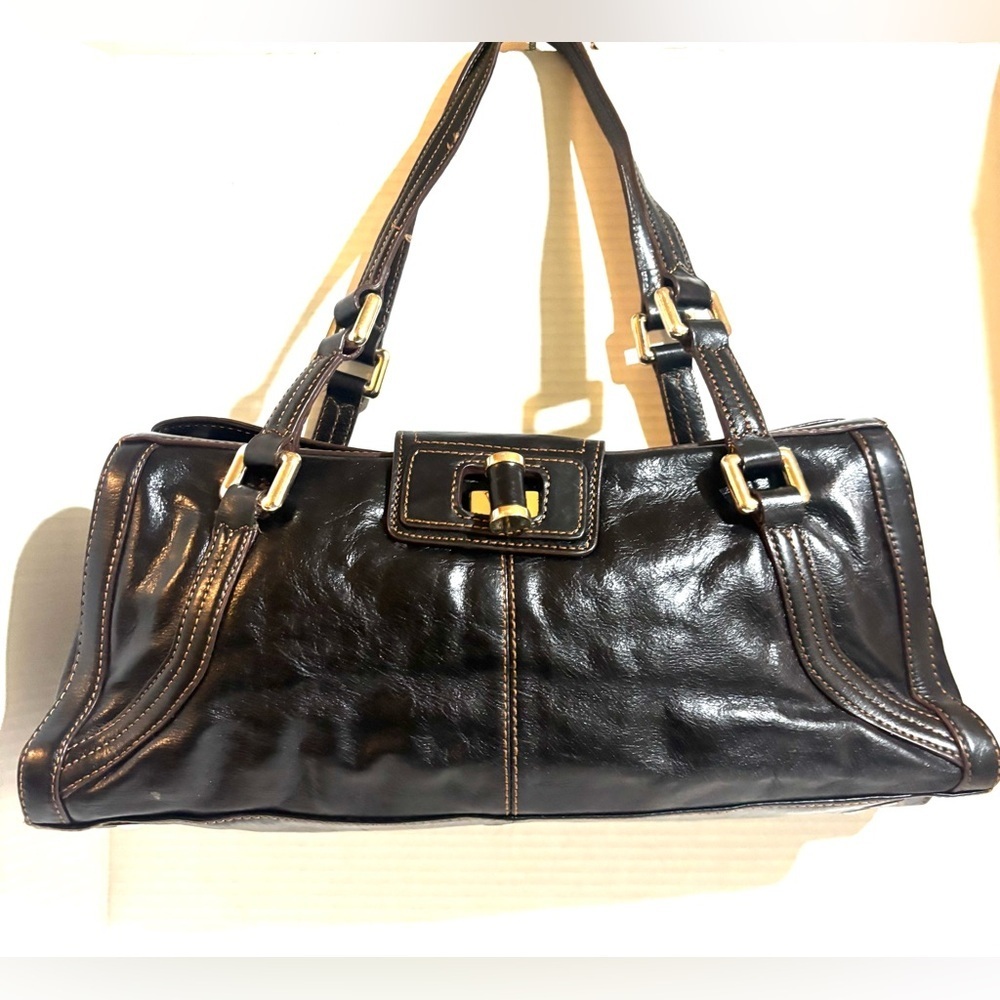 MAXX Elegant Black shoulder Leather Handbag
